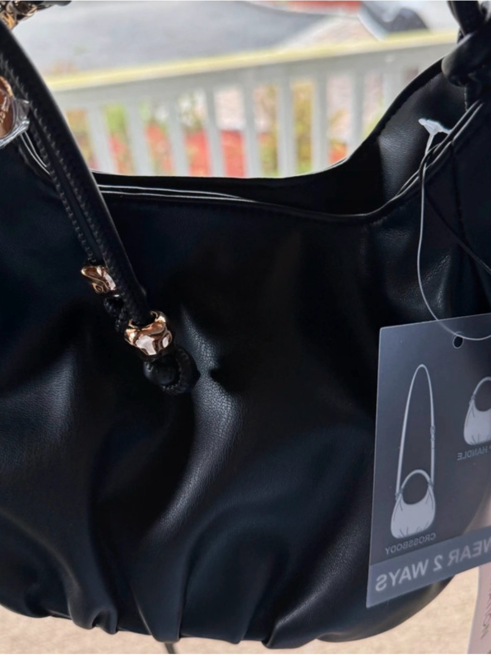 BCBGeneration faux-leather ruched hobo handbag. - Picture 8 of 9